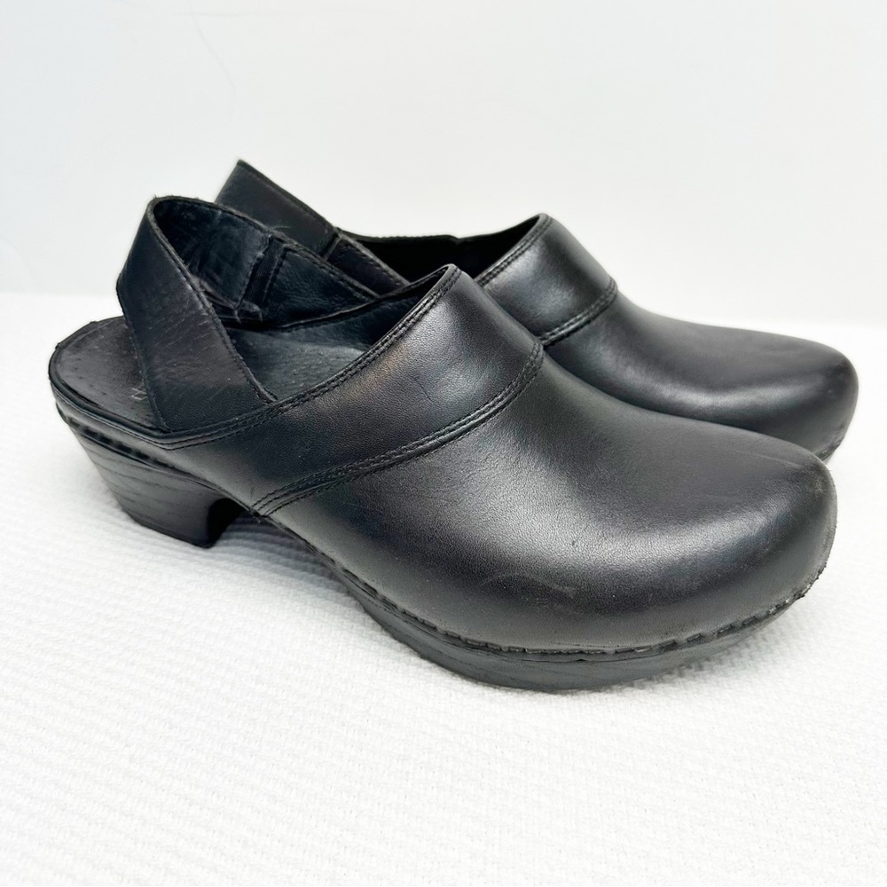 Dansko Black Leather Mules